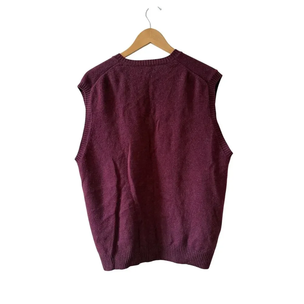 Brooks Brothers Scottish Lambswool Sweater Vest Maroon L